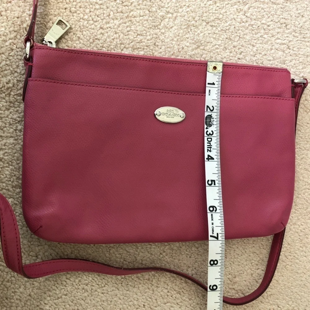 Coach Pink Crossgrain Leather East West Crossbody Bag